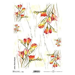 Rode Freeisa Bloemen Rijstpapier ITD A4 Rijstpapier Mulberry Papier voor Decoupage 210 x 297 mm Gratis Post in UK