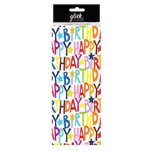 Happy Birthday Rainbow Glick Carta da regalo velina 4 fogli 50 x 75 cm piegati in una confezione