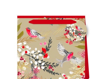 Louise Tiller Christmas Birds Small Bag -  Size: 130 x 130 x 70mm ribbon