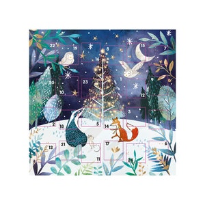Calendario dell'Avvento Friends in the Forest Fox e Badger Ling 159 x 159 mm con busta e 24 porticine da aprire