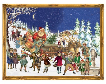 Santa Sleigh Ride Richard Sellmer 355 x 265mm Glitter & Translucent Windows Traditional German Advent Calendar