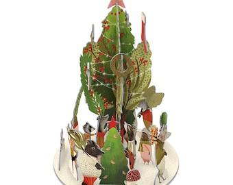 Christmas Treehouse Calendario Dell'Avvento 3D Pop And Slot, Casa Sull'Albero Rosa, Da Costruire, Dimensioni 360 X 180 Mm, Illustrazione Jane Ray - 3