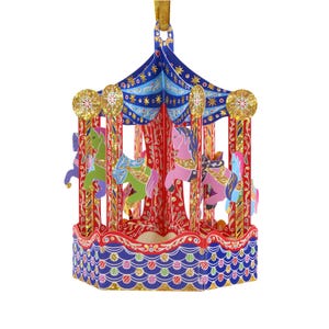 Carrousel 16 x 15 x 4 cm - Décoration de carte de Noël pop-up 3D Baubles Santoro