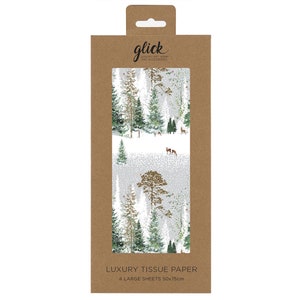 Magical Forest Winter Forest Animals Carta da regalo Glick velina 4 fogli 50 x 75 cm piegati in una confezione