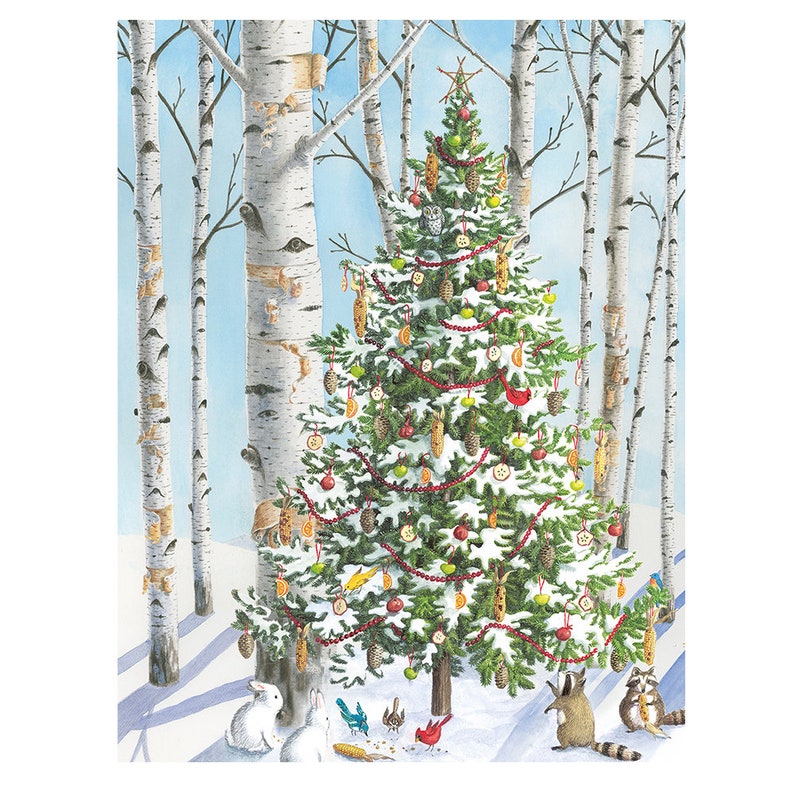 Woodland Tree by Ingrid Slyder Caspari Christmas Cards 118mm X 153mm 5