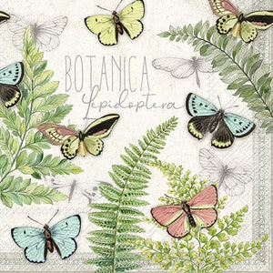 Farfalle Cream Botanical Butterflies Cocktail IHR Tovaglioli di carta 25 cm o 10 pollici quadrati 3 veli