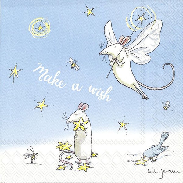 Fairy Mouse make a Wish Anita Jeram Cocktail IHR Paper Table Napkins 25 cm or 10 inches square 3 ply