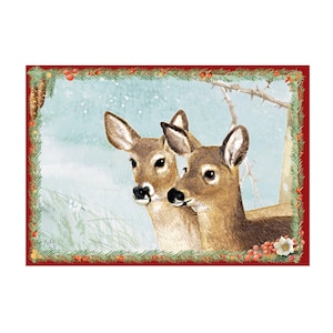 Deer Wildlife Advent Card Illustration by Marjolein Bastin 16.5 x 11.5 cm Natural Cardboard Iridescent glitter / Gold foil