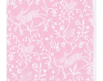 Serwetki koktajlowe papierowe Caspari Hedgerow Petal Pink, 25 cm, 20 szt., 3-warstwowe