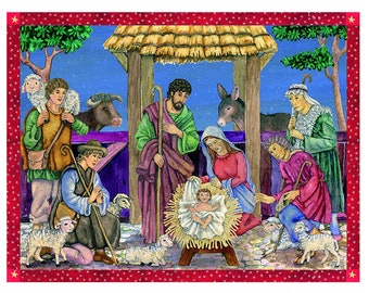 Folk Nativity Scene Richard Sellmer 355 x 265mm Glitter & Translucent Windows Traditional German Advent Calendar