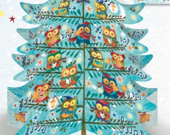 Traditional Owl Tree 3 D Advent Calendar 315mm x 410mm x 315mm Caltime with 24 doors to open on the countdown to Christmas