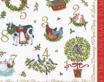 12 Days of Christmas Paper Dinner Napkin