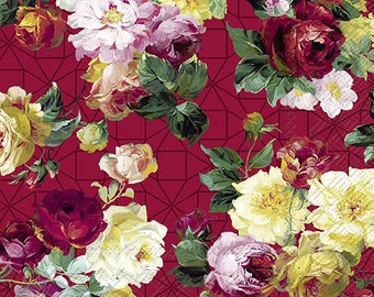 Serviettes de table en papier IHR vintage Rose rouge 33 cm carrés 3 plis serviettes de déjeuner