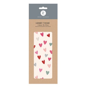 Penny Kennedy Designs With Love Hearts Carta da regalo velina 4 fogli 50 x 70 cm