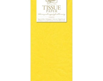 Żółty, gładki papier pakowy Caspari, 8 arkuszy 70 x 50 cm, delikatnie złożony w paczkę celofanową