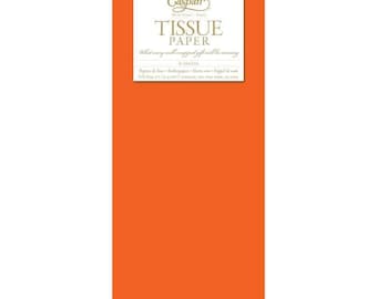 Orange Plain Caspari Tissue Wrapping Paper 8 sheets 70 x 50 cmgently folded into a cello pack