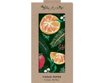 Papel de regalo de seda navideño con anís estrellado, 4 hojas de papel de regalo de seda, 50 x 75 cm