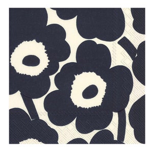 Marimekko UNIKKO Dark Blue Nature Flowers Paper Table Napkins 33 cm square 3 ply lunch napkins