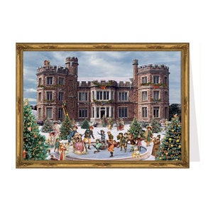 Castle Richard Sellmer Verlag Traditionele Duitse adventskalenderkaart 105 x 155 mm met Env en 24 kleine deurtjes om te openen