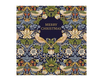 William Morris Christmas Cards - Strawberry Thief 159 x 159 mm wallet of 8 cards 2 designs 4 of each