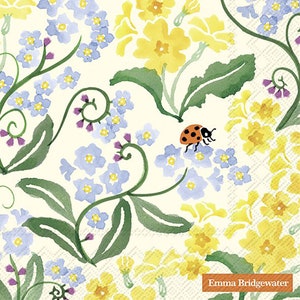 Emma Bridgewater Forget Me Not and Primrose IHR Paper Table Napkins 33 cm square 3 ply lunch napkins