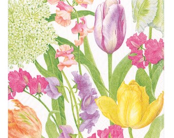 Spring Flower Show Tulips Caspari Paper Table Napkins 40 cm square 3 ply dinner napkins