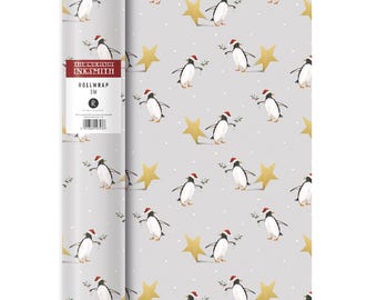 Curious Inksmith Penguin Christmas Roll Wrap 3 m x 70 cm rolo grosso de altíssima qualidade