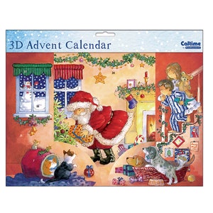 Xmas Eve 3D Advent Calendar 54 x 24 x 9 cm Caltime with 24 doors to open on the countdown to Christmas