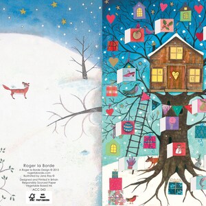 Boomhut adventskalenderkaart met envelop 170 x 120 mm Roger la Borde 24 kleine deurtjes om te openen