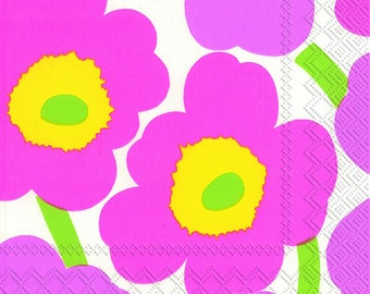 Marimekko UNIKKO Light Pink Flowers Paper Table Napkins 33 cm square 3 ply lunch napkins