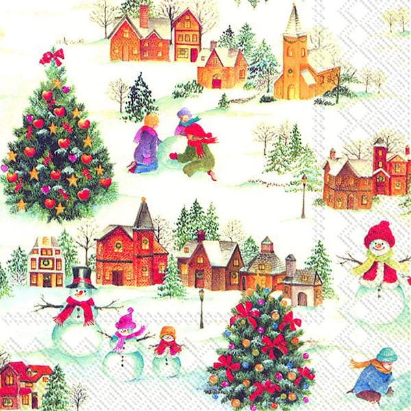 Happy Christmas Time IHR Papier Servietten 33 cm quadratisch 3 lagig Lunch Servietten