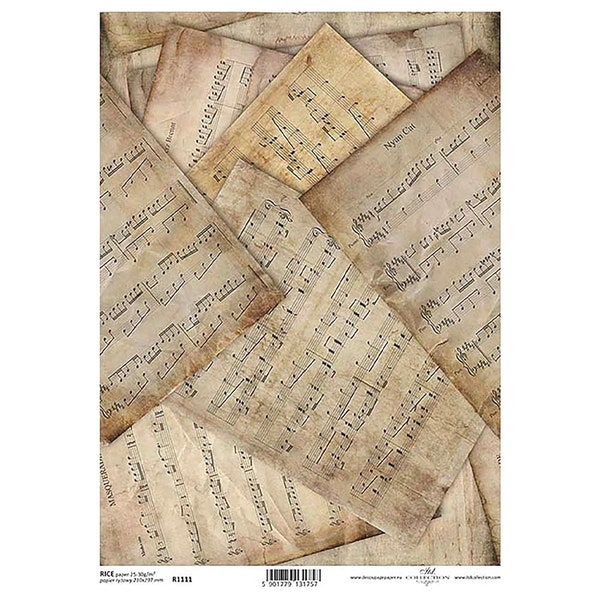 Music Notes Manuscript Rice Paper ITD A4 Rice Paper Mulberry Paper for Decoupage 210 x 297 mm Free Post in UK