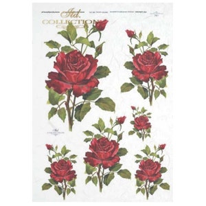 Red Rose Flowers Rijstpapier ITD A4 Rijstpapier Mulberry Papier voor Decoupage 210 x 297 mm Gratis Post in UK