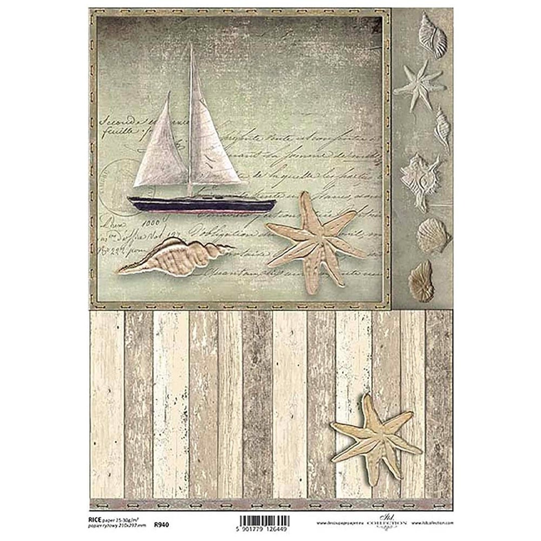 Shell Seaside Starfish Boat Cream Rice Paper ITD A4 Rice Paper Mulberry ...