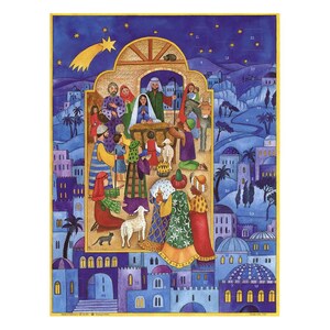 Kerststal Blauw Richard Sellmer Midi Traditionele Duitse Advent Celendar-kaart 210 x 148 mm met 24 deurtjes om te openen