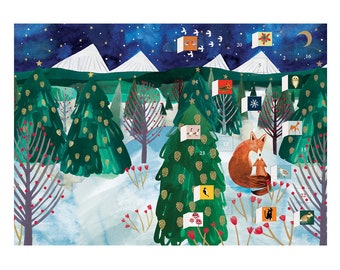 Cub’s First Christmas Advent Calendar Card with envelope 170 x 120mm Roger la Borde 24 little doors to open