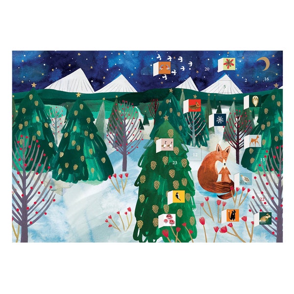 Cub’s First Christmas Advent Calendar Card with envelope 170 x 120mm Roger la Borde 24 little doors to open