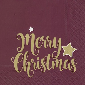 Tovaglioli da tavola in carta brillante Merry Christmas Bordeaux IHR Tovaglioli da pranzo a 3 veli quadrati da 33 cm