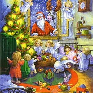 Santa Richard Sellmer Verlag Traditionele Duitse adventskalenderkaart 105 x 155 mm met Env en 24 kleine deurtjes om te openen
