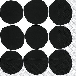 May include: A square, white background with a repeating pattern of nine black, irregular circles. The circles are arranged in a 3x3 grid. The circles have a textured appearance.