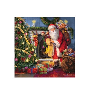 Weihnachtsmann Nikolaus List Quadrat Medi-Adventskarte 153 x 153 mm mit Umschlag und 24 Türchen zum Öffnen
