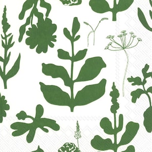 Marimekko ELOKUUN VORJOT Green Paper Table Napkins 33 cm square 3 ply lunch napkins