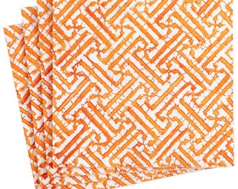 Serwetki stołowe z papieru ozdobnego w kolorze pomarańczowym Caspari, kwadratowe, 40 cm, 3-warstwowe