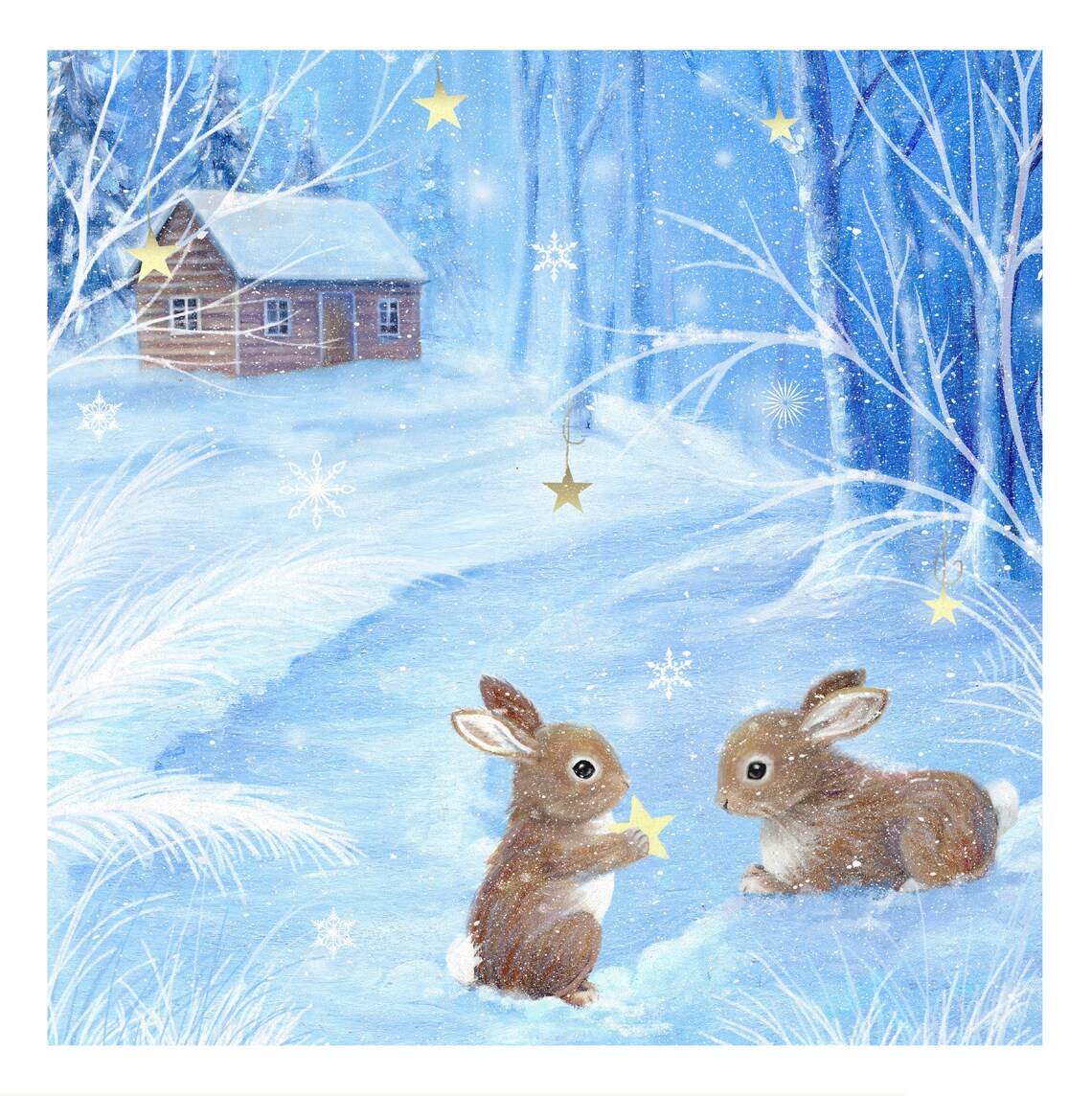 Rabbit Adorable Winter Wildlife Advent Calendar Card Illustration by ...