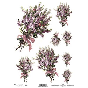 Mauve Heather Flowers Rijstpapier ITD A4 Rijstpapier Mulberry Papier voor Decoupage 210 x 297 mm Gratis Post in UK