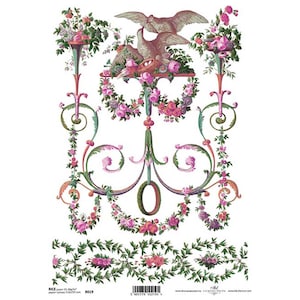 Klassieke vogels en paarse bloemen ITD A4 Rijstpapier Moerbeipapier voor decoupage 210 x 297 mm Gratis post in VK