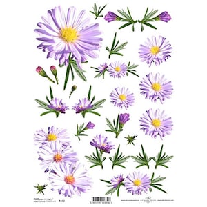 Mauve Daisy Flowers Rijstpapier ITD A4 Rijstpapier Mulberry Papier voor Decoupage 210 x 297 mm Gratis Post in UK