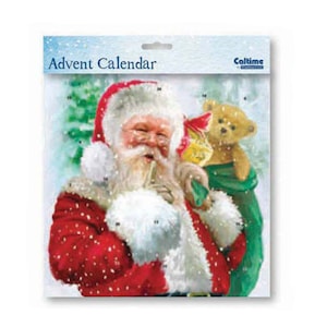 Sac cadeaux Calendrier de l&#39;Avent Père Noël 23 x 33 cm Caltime avec 24 portes à ouvrir au compte à rebours jusqu&#39;à Noël