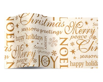 Noel Gemstone Metallic Gold Christmas Tissue Wrapping Paper Satinwrap 5 sheets 50 x 75 cm folded into a pack