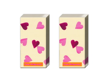Hearts Emma Bridgewater Pocket Novelty Tissues 2 packs of 10 IHR Tissues 4 ply 20 cm square